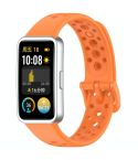 For Huawei Band 10 / 9 / 8 Metal Head Round Hole Nail Button Silicone Watch Band(Orange)