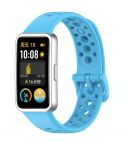For Huawei Band 10 / 9 / 8 Metal Head Round Hole Nail Button Silicone Watch Band(Sky Blue)