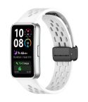 For Huawei Band 10 / 9 / 8 Hole Style Fold Magnetic Buckle Silicone Watch Band(White)