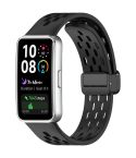 For Huawei Band 10 / 9 / 8 Hole Style Fold Magnetic Buckle Silicone Watch Band(Black)