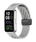 For Huawei Band 10 / 9 / 8 Hole Style Fold Magnetic Buckle Silicone Watch Band(Gray)