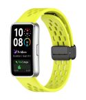 For Huawei Band 10 / 9 / 8 Hole Style Fold Magnetic Buckle Silicone Watch Band(Green)