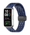 For Huawei Band 10 / 9 / 8 Hole Style Fold Magnetic Buckle Silicone Watch Band(Dark Blue)