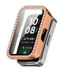 For Huawei Band 10 / 9 / 8 Single Row Diamond Tempered Film Integrated PC Watch Case(Rose Gold)