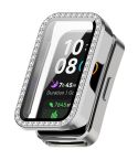 For Huawei Band 10 / 9 / 8 Single Row Diamond Tempered Film Integrated PC Watch Case(Silver)