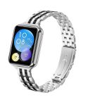 For Xiaomi Mi Band 8 Pro Five Beads Slingshot Buckle Steel Watch Band(Silver Black)