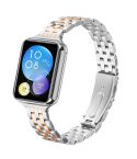 For Xiaomi Mi Band 8 Pro Five Beads Slingshot Buckle Steel Watch Band(Silver Rose Gold)