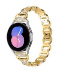 20mm Oval Diamond Stainless Steel Watch Band(Gold)