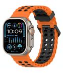 For Apple Watch 46mm / 49mm / 45mm / 44mm Ocean Double-row Hole Two-color Silicone Watch Band(Orange Black)