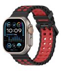 For Apple Watch 46mm / 49mm / 45mm / 44mm Ocean Double-row Hole Two-color Silicone Watch Band(Black Red)