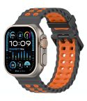 For Apple Watch 46mm / 49mm / 45mm / 44mm Ocean Double-row Hole Two-color Silicone Watch Band(Gray Orange)