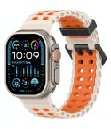 For Apple Watch 46mm / 49mm / 45mm / 44mm Ocean Double-row Hole Two-color Silicone Watch Band(Starlight Orange)