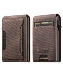 Suteni Denim Pattern Button Automatically Pops Out the Card Box(Brown)