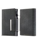Suteni Denim Buckle Button Automatically Pops Out the Card Box(Black)