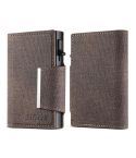 Suteni Denim Buckle Button Automatically Pops Out the Card Box(Brown)