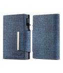 Suteni Denim Buckle Button Automatically Pops Out the Card Box(Blue)