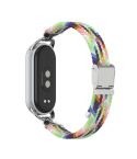 For Xiaomi Smart Band 10 / 9 / 8 Metal Head Two Sections Nylon Braided Watch Band(Rainbow)