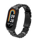 For Xiaomi Smart Band 9 / 9 NFC / 8 / 8 NFC Watch Frame Integrated Three Beads Plastic Watch Band(Black)