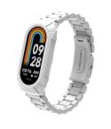 For Xiaomi Smart Band 9 / 9 NFC / 8 / 8 NFC Watch Frame Integrated Three Beads Plastic Watch Band(White)