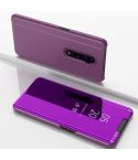 Electroplating Mirror Horizontal Flip Leather Case for OPPO Reno with Holder(Purple)