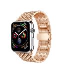 Dragon Grain Solid Stainless Steel Wrist Strap Watch Band for Apple Watch Series 3 & 2 & 1 42mm(Rose Gold)