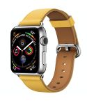Classic Button Leather Wrist Strap Watch Band for Apple Watch Series 3 & 2 & 1 38mm(Yellow)