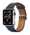Classic Button Leather Wrist Strap Watch Band for Apple Watch Series 3 & 2 & 1 38mm(Midnight Blue)