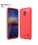 Brushed Texture Carbon Fiber TPU Case for Nokia 2.2(Red)
