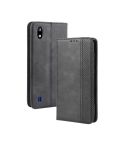 Magnetic Buckle Retro Crazy Horse Texture Horizontal Flip Leather Case for ZTE Blade A7 (2019) , with Holder & Card Slots & Photo Frame(Black)
