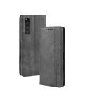 Magnetic Buckle Retro Crazy Horse Texture Horizontal Flip Leather Case for Sony Xperia 2, with Holder & Card Slots & Photo Frame(Black)