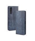 Magnetic Buckle Retro Crazy Horse Texture Horizontal Flip Leather Case for Sony Xperia 2, with Holder & Card Slots & Photo Frame(Blue)