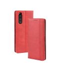 Magnetic Buckle Retro Crazy Horse Texture Horizontal Flip Leather Case for Sony Xperia 2, with Holder & Card Slots & Photo Frame(Red)