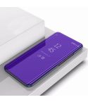 Plating Mirror Left and Right Flip Cover with Bracket Holster for Xiaomi CC9 / A3 Lite(Purple blue)