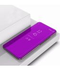 Plating Mirror Left and Right Flip Cover with Bracket Holster for Xiaomi CC9 / A3 Lite(Purple)
