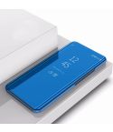 Plating Mirror Left and Right Flip Cover with Bracket Holster for Xiaomi CC9 / A3 Lite(Blue)