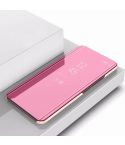 Plating Mirror Left and Right Flip Cover with Bracket Holster for Xiaomi CC9 / A3 Lite(Rose gold)