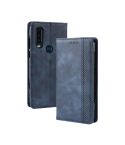Magnetic Buckle Retro Crazy Horse Texture Horizontal Flip Leather Case for Motorola One Action, with Holder & Card Slots & Photo Frame(Blue)