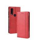 Magnetic Buckle Retro Crazy Horse Texture Horizontal Flip Leather Case for Motorola One Action, with Holder & Card Slots & Photo Frame(Red)