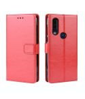 Retro Crazy Horse Texture Horizontal Flip Leather Case for Motorola One Action , with Holder & Card Slots & Photo Frame(Red)