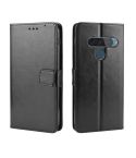 Retro Crazy Horse Texture Horizontal Flip Leather Case for LG G8S ThinQ , with Holder & Card Slots & Photo Frame(Black)