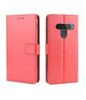 Retro Crazy Horse Texture Horizontal Flip Leather Case for LG G8S ThinQ , with Holder & Card Slots & Photo Frame(Red)
