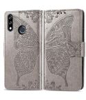 Butterfly Love Flowers Embossing Horizontal Flip Leather Case For LG W10 with Holder & Card Slots & Wallet & Lanyard(Gray)
