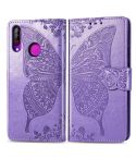 Butterfly Love Flowers Embossing Horizontal Flip Leather Case For LG W30  with Holder & Card Slots & Wallet & Lanyard(Light Purple)