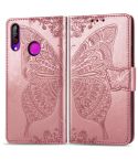 Butterfly Love Flowers Embossing Horizontal Flip Leather Case For LG W30  with Holder & Card Slots & Wallet & Lanyard(Rose Gold)