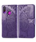 Butterfly Love Flowers Embossing Horizontal Flip Leather Case For LG W30  with Holder & Card Slots & Wallet & Lanyard(Dark Purple)