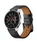 For Samsung Galaxy Watch Active 20mm Leather Eyelet Sport Watch Band(Black)