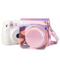 Richwell Translucent PVC Camera Bag for Fujifilm Instax Mini 8 8+ 9 Cover Case with Shoulder Strap Gradient Pink Shell