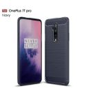 For Oneplus 7T Pro   Brushed Texture Carbon Fiber TPU Case(Navy Blue)