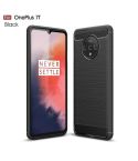 For Oneplus 7T Brushed Texture Carbon Fiber TPU Case(Black)
