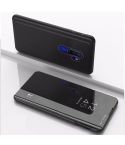 For OPPO A9 2020 / A5 2020  Plated Mirror Horizontal Flip Leather with Stand Mobile Phone Holster(Black)